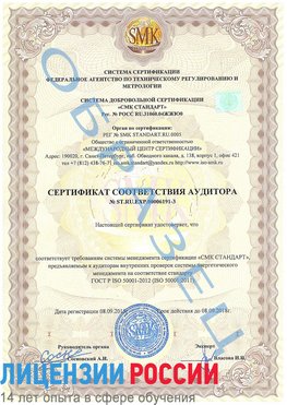 Образец сертификата соответствия аудитора №ST.RU.EXP.00006191-3 Чернушка Сертификат ISO 50001